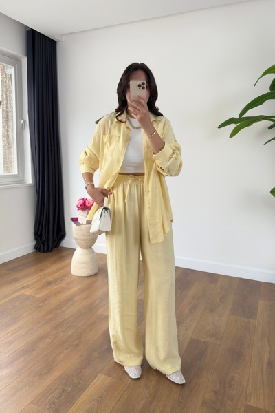 BİRCANÇİL طقم بنطلون قميص أصفر من MD Hunaya
