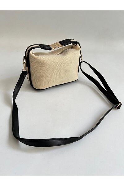 EBROU Archi Bonbon Canvas Tote Hand and Shoulder Bag Black