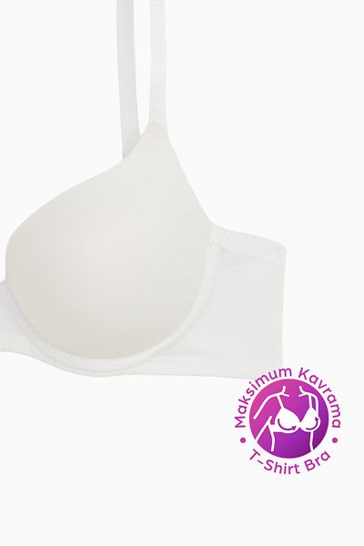 Wonna Eva - t Shirt Bra No Padding Maximum Grip and Flawless Form - Fixed Thick Strap - White - 2531