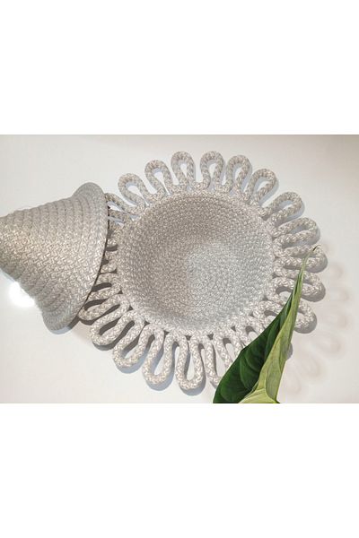 AZR HOME DESİGN Jute Rope Wicker Basket Candy Bowl Decor