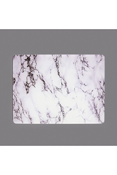 MATMEL لوح تقطيع زجاجي منقوش رخامي - أبيض - 20x30 سم