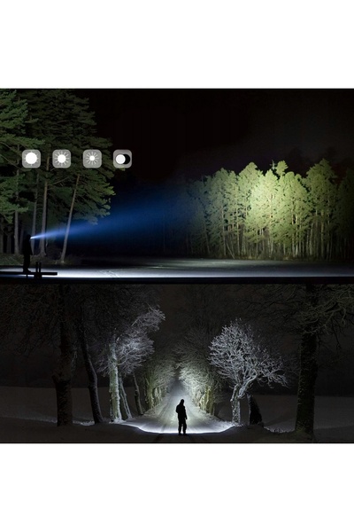 OEM Set of 2 LED flashlights, multifunctional, rechargeable batteries and charger, storage box