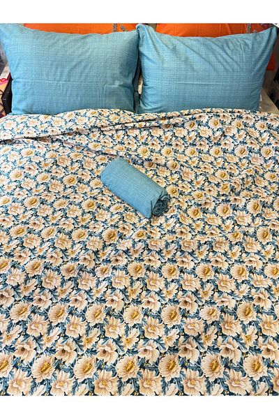 ŞENER HOME Daisy Patterned Sheet Elastic Double Pique Set