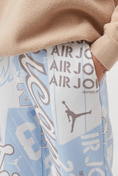 Nike Jordan Fleece Allover Printed Loose Fit Pants Kadın Bol Kesim Eşofman Altı Mavi