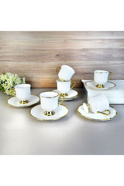 Paçi Laila Gilded 6-Piece Coffee Cup - White / Gold
