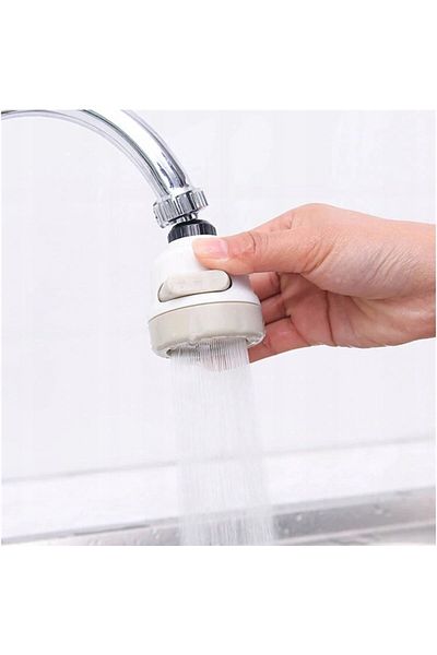 OEM Cap De Robinet Cu Aerator, 3 Tipuri De Jet, Abs, Rotire 360 Grade, Alb/bej