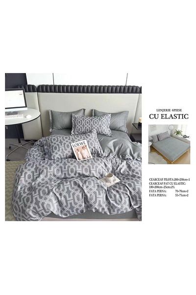 CHIRASO CHIRASO Finet Bedding Set, 6 Pieces, Fitted Sheet 180x200, Duvet Cover 200x230, 4 Pillowcases, Print