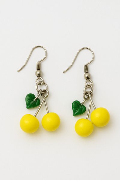 MakeWell Yellow and Red Colored Hooked Cherry Earrings