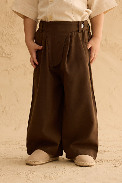 Fahhar Kids Φαρδύ παντελόνι με πατάκια Bitter Brown
