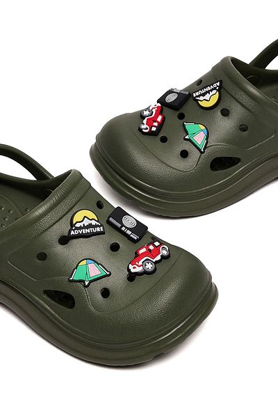 R&B Green Jibbitz Slingback Clogs