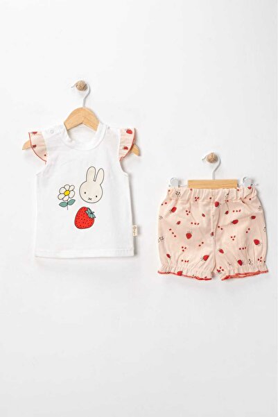 MyPrettyBaby طقم مكون من قطعتين من شورت صيفي للفتيات الصغيرات مطبوع عليه فراولة