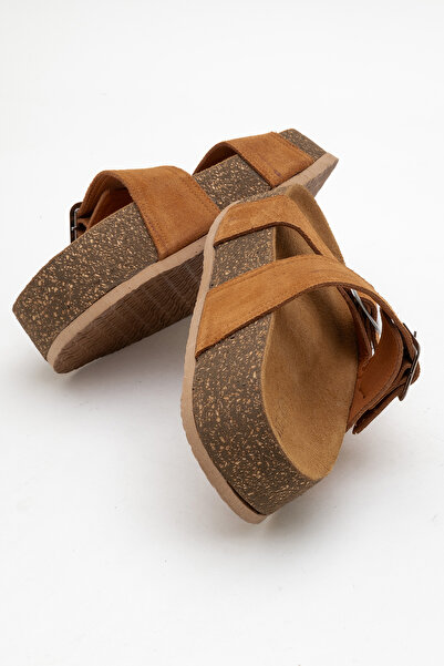 Ataköy Ayakkabı Women's Leather Thick Sole Buckle Slippers