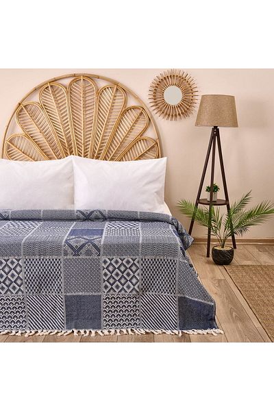 MATMEL Patchwork Single Bedspread - Navy Blue - 150X200 cm