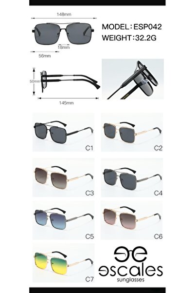 Escales Men's Polarized Glass Metal Frame Sunglasses