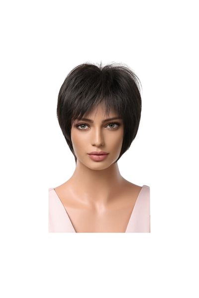 animis beauty Peruca scurta Neagra, Animis Beauty ®, fibra sintetica cu aspect natural, par drept