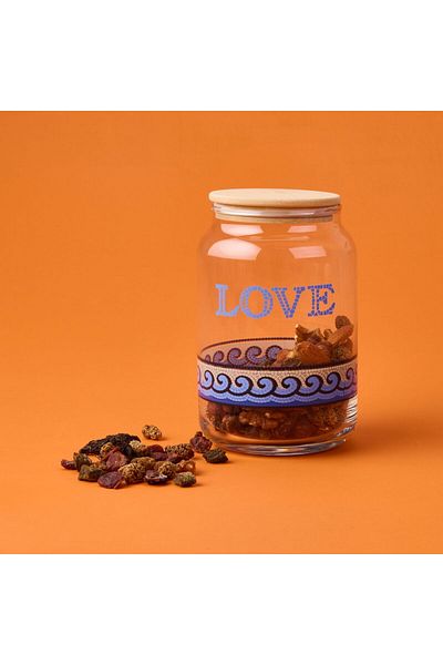 Rakle برطمان زجاجي بغطاء أزرق من موسايق - ملون - 970 مل