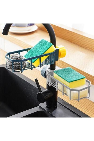 STOREMAX Svticaret Faucet Edge Plastic Sponge Holder Soap Dispenser Kitchen Organizer Sponge Soap Kitchen Organi
