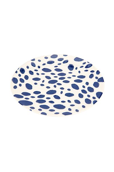MATMEL Porcelain Lido Polka Dot Serving Plate - Blue - 25 cm