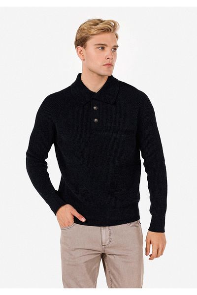 Colin's Regular Fit Polo Neck Men's Navy Blue Sweater