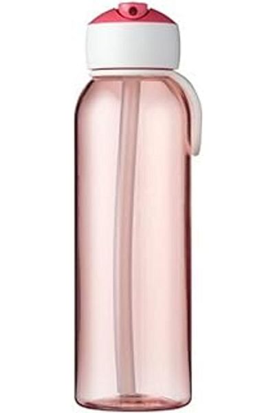 Mu Art Ahşap Mepal – Drinking Bottle with Straw Campus Flip-Up 500 ml Pink – Water Bottle with Straw for Children – Carbonated
