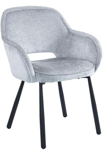 Generic Velvet Dining Chair with Metal Legs and Ergonomic Rounded Back Light Gray