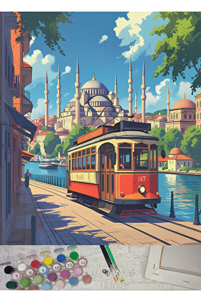 MorAnka Tuval&Boya Sayılarla Boyama Tuval Seti Fırça Boya Dahil (Çıtalı) 40X5...