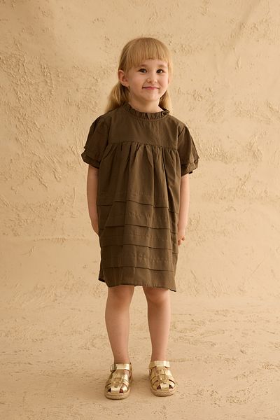 Fahhar Kids Φόρεμα Voile με λεπτομέρεια Nervür Χακί
