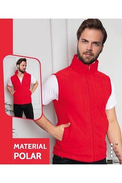 Intisimo Men's Vest, Polar Fleece, Red - 2XL