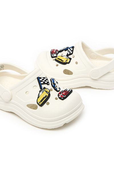 R&B Cream Jibbitz Slingback Clogs