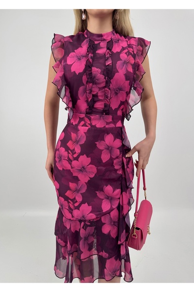 GİZONLY Šifonové šaty s květinovým potiskem - romantický model Midi