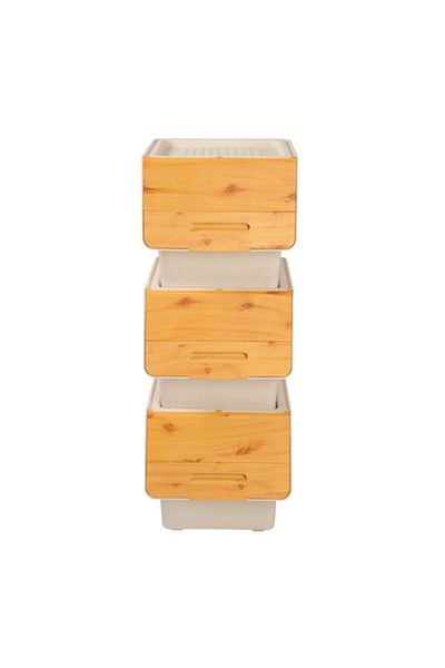 ASPARTAM Bamboo Look Wheeled Organizer - 12 Lt