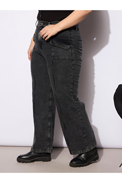 Sassafras By Styli Plus Size Straight Fit Jeans with Front Seam Detail