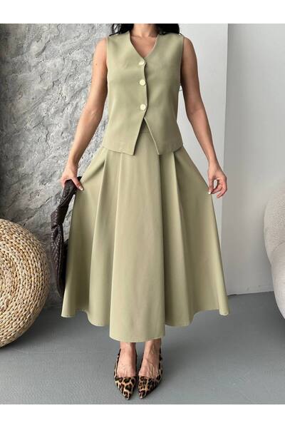 MVK GİYİM YELEK ETEKLİ TAKIM