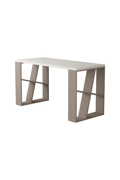 Mourah Home Honey Working Table with Storage Dual Slanted Shelves, Compact Desk for Home Office, Writing & Study