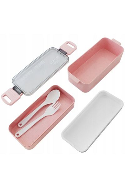 OEM Lunch box, 750 ml, cutlery, 2 compartments, pink