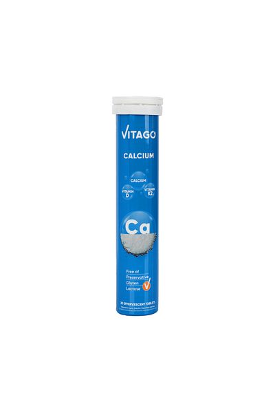 Vitago Calcium Effervescent Tablet, Vitamin D3, K2 - 20 Tablets