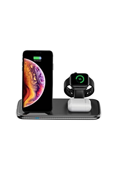 OEM Stație de încărcare wireless 4 în 1 pentru smartphone, iPhone, iWatch, Airpods, neagră