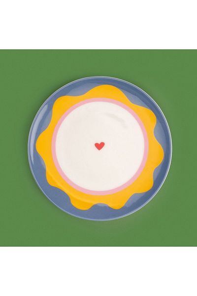 MATMEL Granny Dessert Plate - Blue / Yellow - 19 cm
