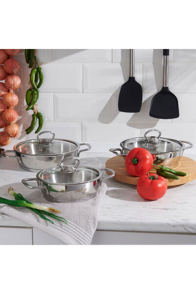 MATMEL Silver Steel 6-Piece Pan Set - Gray