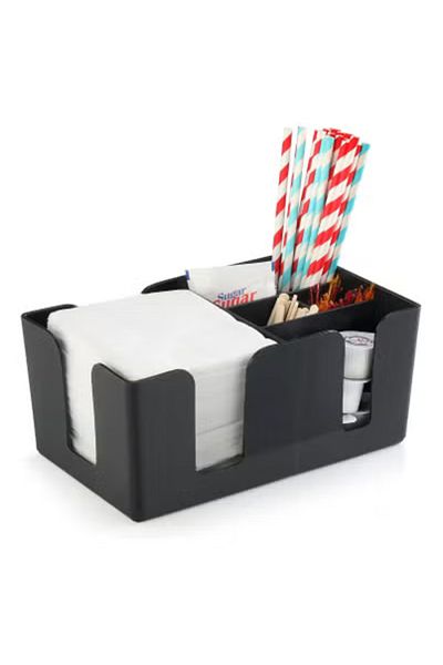 3D Brothers Bar Cafe Caddy Organizer Coffee with 6 Compartments,Tea,Tissue, Black