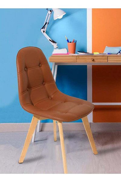 Taimi Wooden Dining Chair With Padded Seat Designed For Home Kitchen Lounge And Office, Brown