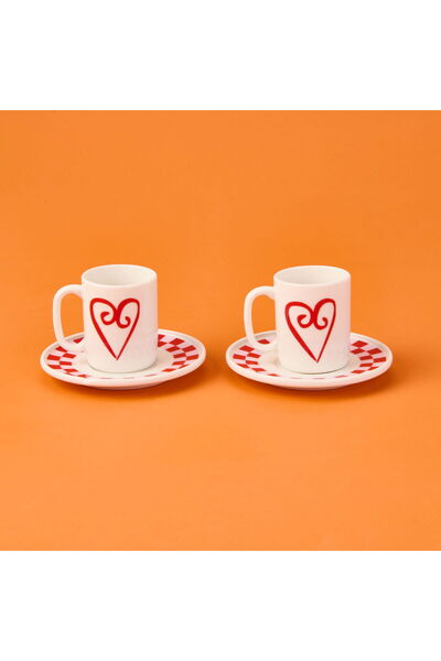 ASPARTAM Kitchen Love 4 Piece Coffee Cup Set - Pink / White