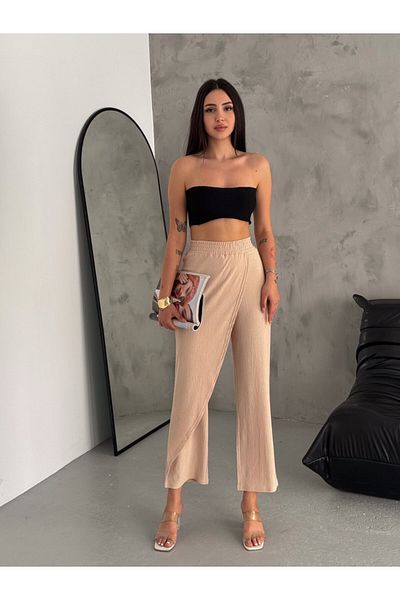 Giyimsel Covered Front Wrap Fabric Women's Pants