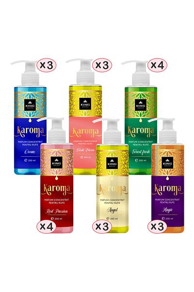 Karoma Set of 20 Laundry Perfumes, KAROMA - Ocean, Fresh Bloom, Forest Fresh, Red Passion, Angel, Magic
