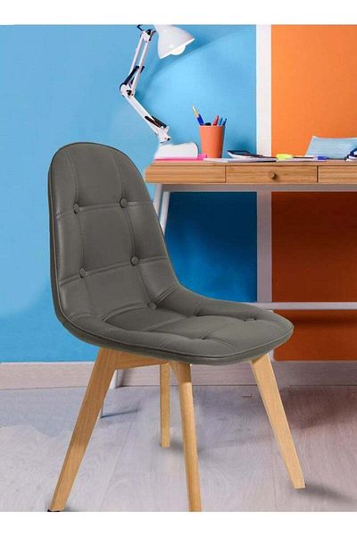 Taimi Wooden Dining Chair With Padded Seat Designed For Home Kitchen Lounge And Office, Gray