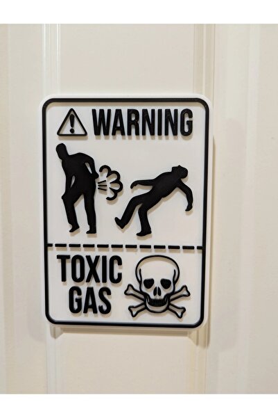 Filkorium3D Banyo - Tuvalet Kapısı Toksik Gaz Levhası - Kapı Süsü - Espirili Kapı Süsü - KAPI TABELASI