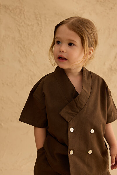 Fahhar Kids Комплект кимоно риза в горчиво кафяво