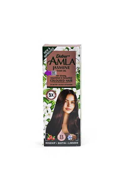 Dabur Amla Jasmine Hair Oil | Non-Sticky Shine-Enhancing Oil with Amla & Jasmine for Soft,