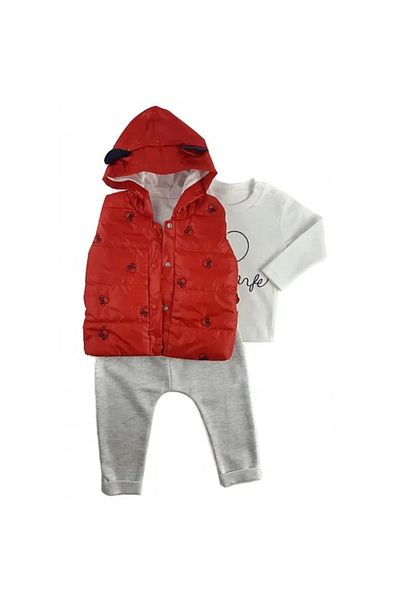 unbranded Set complet de îmbrăcăminte pentru copii, format din pulover, vestă și pantaloni - roșu, mărimea 92
