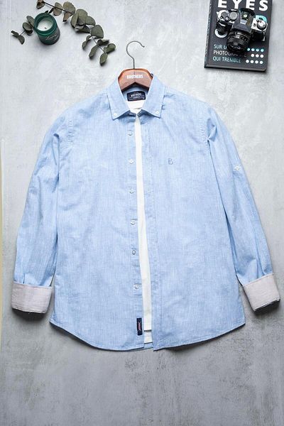 Brothers Men's Tailored Fit Long Sleeve Logo Embroidered Washed Cotton Linen Shirt Lindy Ls B01.251.709 -